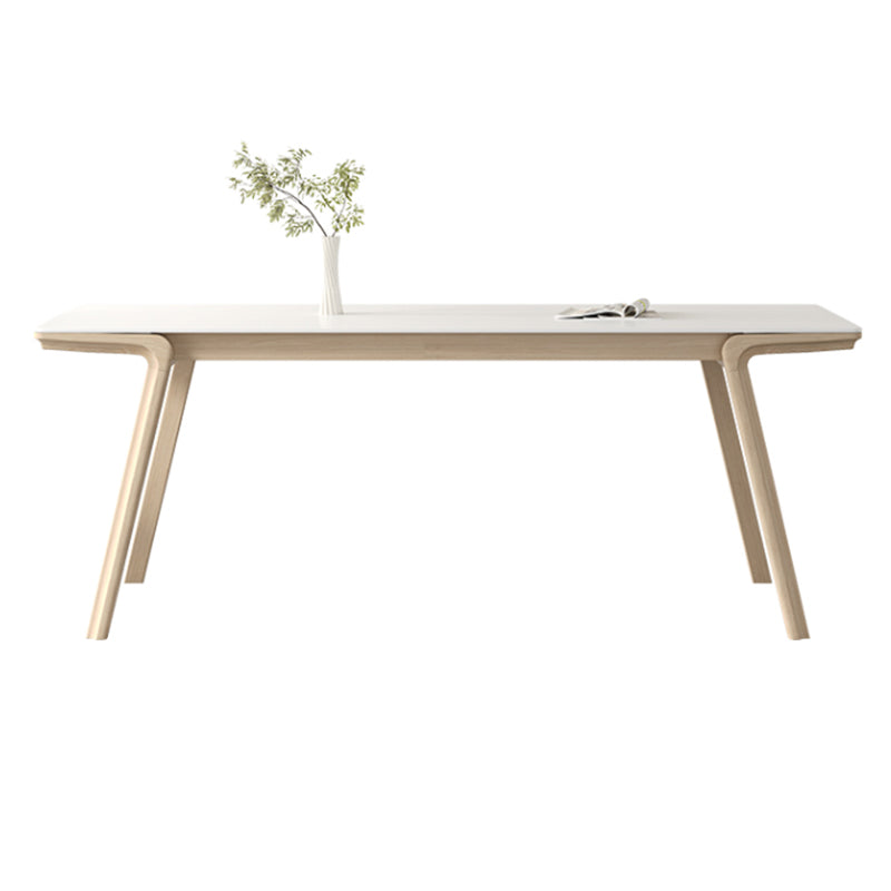 Mesa de comedor rectangular de madera maciza con 4 patas, mesa de comedor para comedor