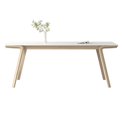 Mesa de comedor rectangular de madera maciza con 4 patas, mesa de comedor para comedor