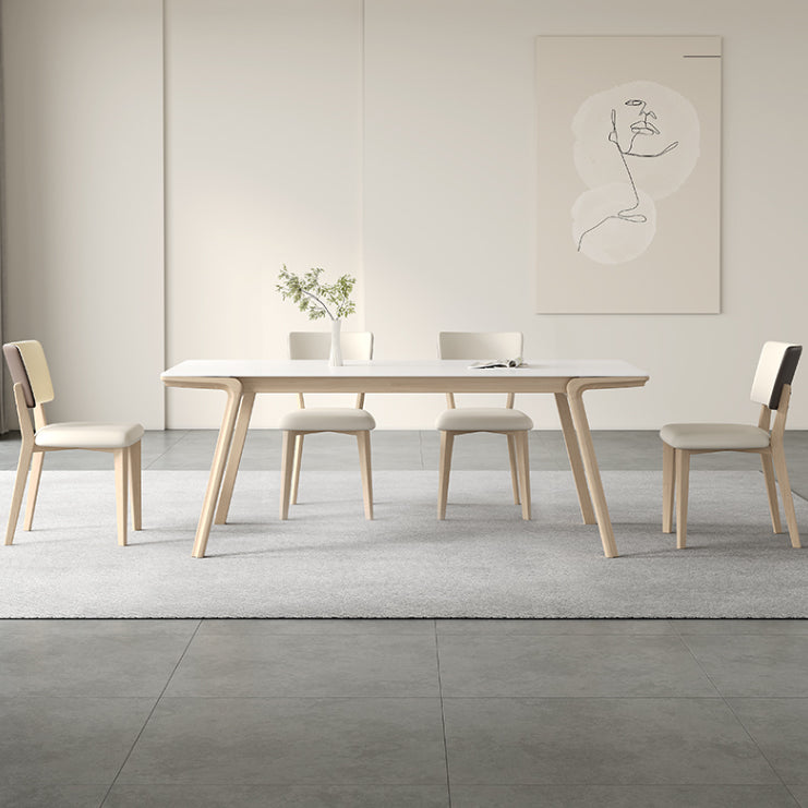 Mesa de comedor rectangular de madera maciza con 4 patas, mesa de comedor para comedor