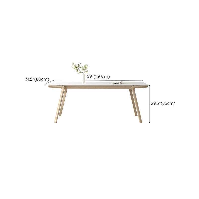 Mesa de comedor rectangular de madera maciza con 4 patas, mesa de comedor para comedor
