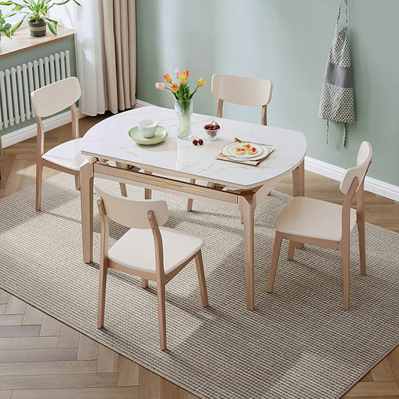 Extendable Round Dining Table Solid Wood 4 Legs Dining Table for Dining Room Clearhalo 'Dining Tables & Seating' 'Dining Tables' 'dining_table' 'furn' 'furn_dining_table' 'Furniture' 'Kitchen & Dining Furniture' 7498804