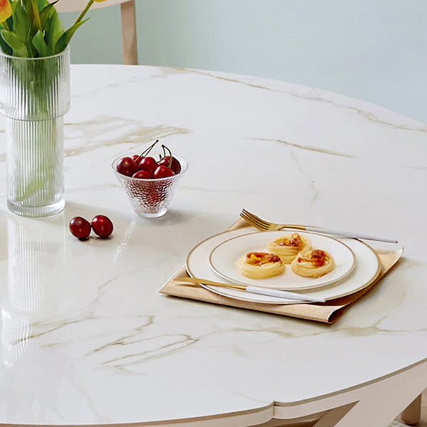Extendable Round Dining Table Solid Wood 4 Legs Dining Table for Dining Room Clearhalo 'Dining Tables & Seating' 'Dining Tables' 'dining_table' 'furn' 'furn_dining_table' 'Furniture' 'Kitchen & Dining Furniture' 7498808