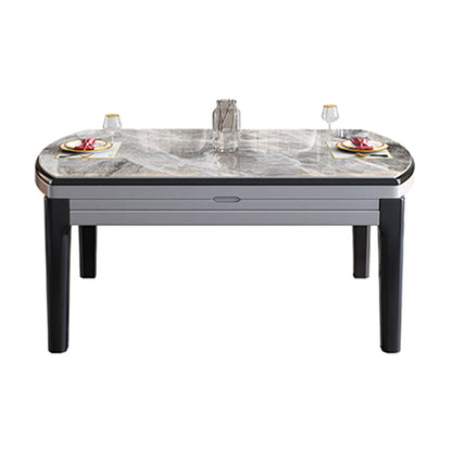 Table à manger en pierre évolutive moderne, pieds en bois de caoutchouc pour salle à manger