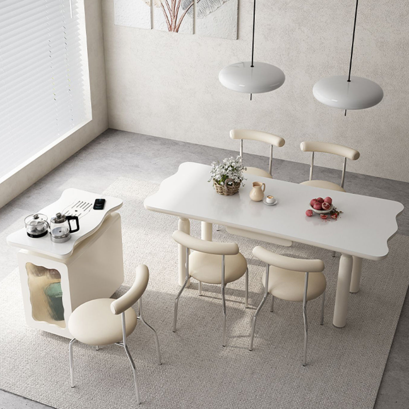 White Rectangle Dining Table Stone and Solid Wood Dining Table with 4 Legs Clearhalo 'Dining Tables & Seating' 'Dining Tables' 'dining_table' 'furn' 'furn_dining_table' 'Furniture' 'Kitchen & Dining Furniture' 7498827