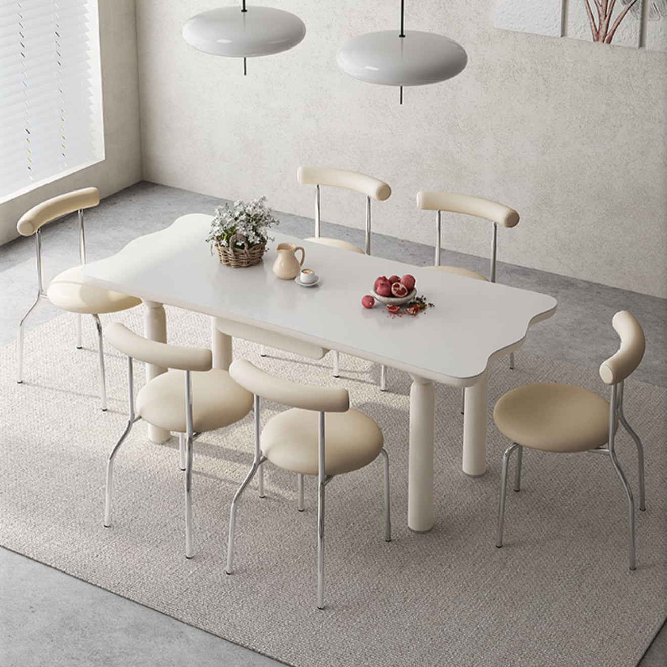 White Rectangle Dining Table Stone and Solid Wood Dining Table with 4 Legs Clearhalo 'Dining Tables & Seating' 'Dining Tables' 'dining_table' 'furn' 'furn_dining_table' 'Furniture' 'Kitchen & Dining Furniture' 7498828