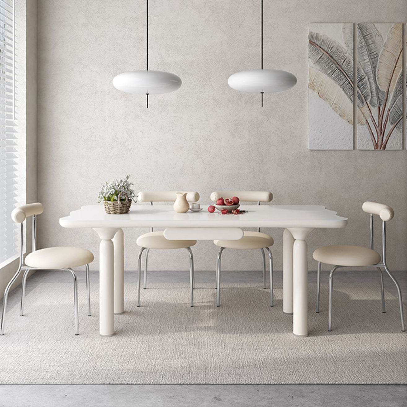 White Rectangle Dining Table Stone and Solid Wood Dining Table with 4 Legs Clearhalo 'Dining Tables & Seating' 'Dining Tables' 'dining_table' 'furn' 'furn_dining_table' 'Furniture' 'Kitchen & Dining Furniture' 7498829