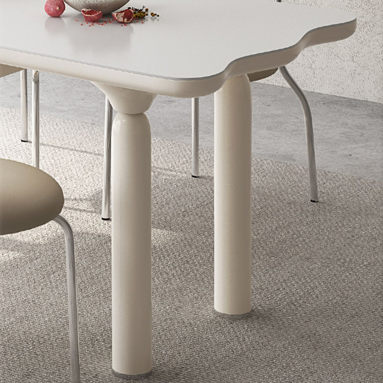 White Rectangle Dining Table Stone and Solid Wood Dining Table with 4 Legs Clearhalo 'Dining Tables & Seating' 'Dining Tables' 'dining_table' 'furn' 'furn_dining_table' 'Furniture' 'Kitchen & Dining Furniture' 7498832