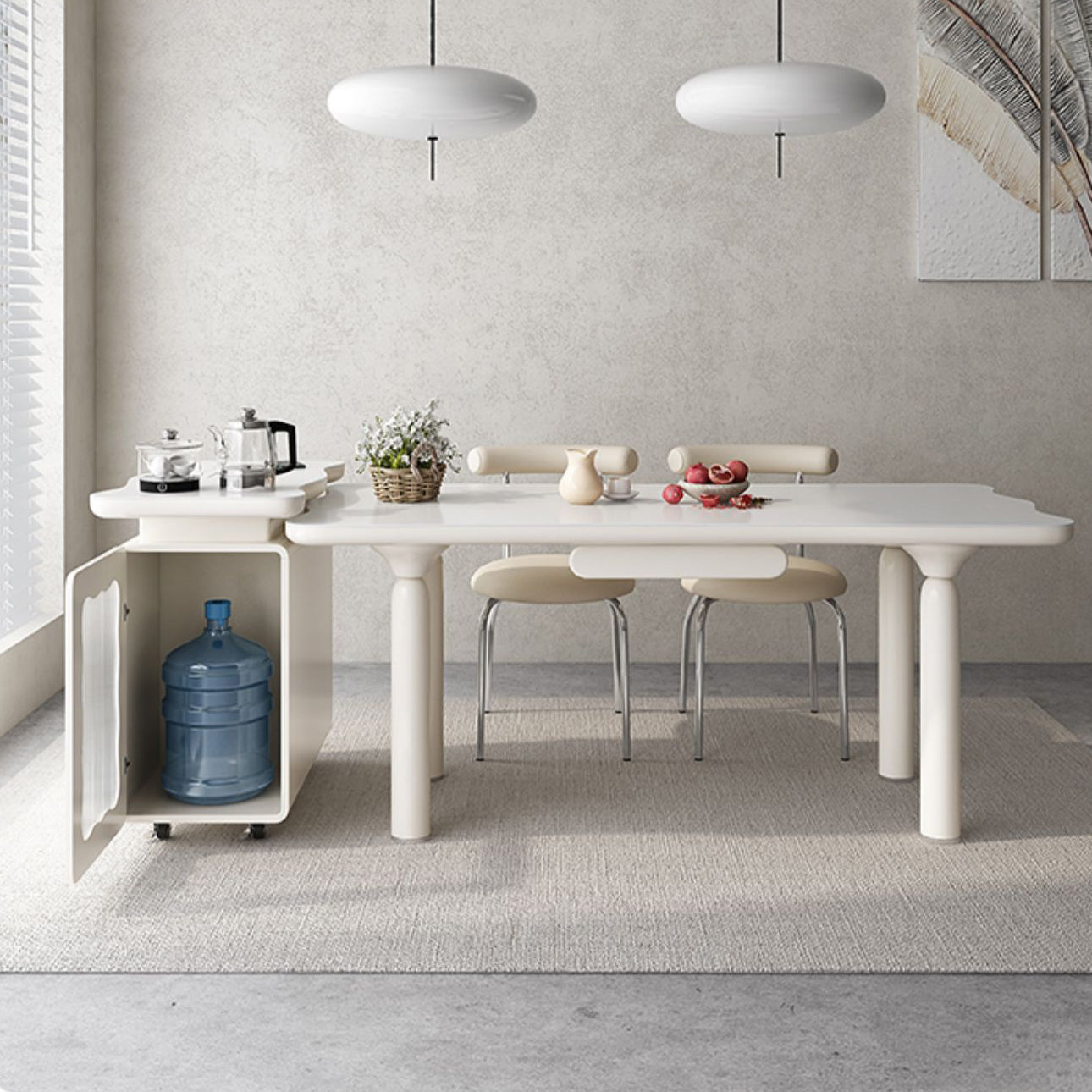 White Rectangle Dining Table Stone and Solid Wood Dining Table with 4 Legs Clearhalo 'Dining Tables & Seating' 'Dining Tables' 'dining_table' 'furn' 'furn_dining_table' 'Furniture' 'Kitchen & Dining Furniture' 7498835