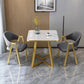 Glam Stone Square White Dining Table Metal Base for Dining Room Clearhalo 'Dining Tables & Seating' 'Dining Tables' 'dining_table' 'furn' 'furn_dining_table' 'Furniture' 'Kitchen & Dining Furniture' 7498841