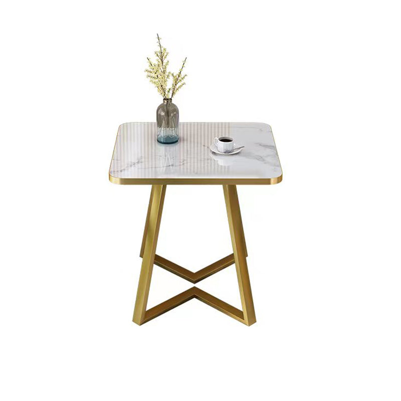 Glam Stone Square White Dining Table Metal Base for Dining Room 23.6"L x 23.6"W x 29.5"H Without Chairs Clearhalo 'Dining Tables & Seating' 'Dining Tables' 'dining_table' 'furn' 'furn_dining_table' 'Furniture' 'Kitchen & Dining Furniture' 7498843