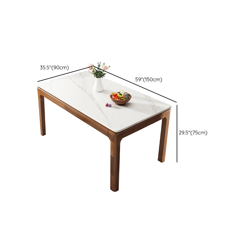 Rectangle Stone Top Dining Table Rubberwood Solid Wood 4 Legs Dining Table Clearhalo 'Dining Tables & Seating' 'Dining Tables' 'dining_table' 'furn' 'furn_dining_table' 'Furniture' 'Kitchen & Dining Furniture' 7498861