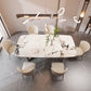 Table à manger rectangulaire en pierre moderne, base en métal pour salle à manger