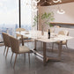 Table à manger rectangulaire en pierre moderne, base en métal pour salle à manger