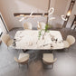 Table à manger rectangulaire en pierre moderne, base en métal pour salle à manger
