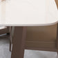 Table à manger rectangulaire en pierre moderne, base en métal pour salle à manger