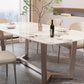 Table à manger rectangulaire en pierre moderne, base en métal pour salle à manger