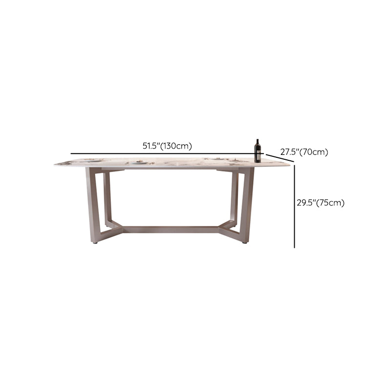 Table à manger rectangulaire en pierre moderne, base en métal pour salle à manger