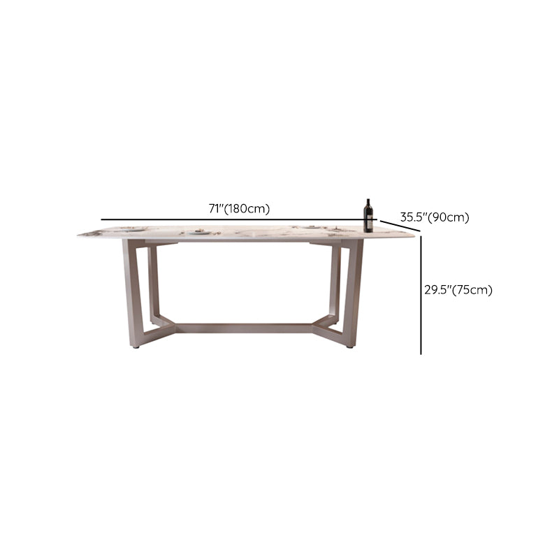 Table à manger rectangulaire en pierre moderne, base en métal pour salle à manger