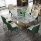 Rectangle Pedestal Dinette Table Traditional Luxury Faux Marble Dinner Room Table Green Without Chairs Clearhalo 'Dining Tables & Seating' 'Dining Tables' 'dining_table' 'furn' 'furn_dining_table' 'Furniture' 'Kitchen & Dining Furniture' 7498884