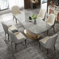 Rectangle Pedestal Dinette Table Traditional Luxury Faux Marble Dinner Room Table Gray Without Chairs Clearhalo 'Dining Tables & Seating' 'Dining Tables' 'dining_table' 'furn' 'furn_dining_table' 'Furniture' 'Kitchen & Dining Furniture' 7498885