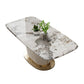 Rectangle Pedestal Dinette Table Traditional Luxury Faux Marble Dinner Room Table Pandora Gold Without Chairs Clearhalo 'Dining Tables & Seating' 'Dining Tables' 'dining_table' 'furn' 'furn_dining_table' 'Furniture' 'Kitchen & Dining Furniture' 7498889
