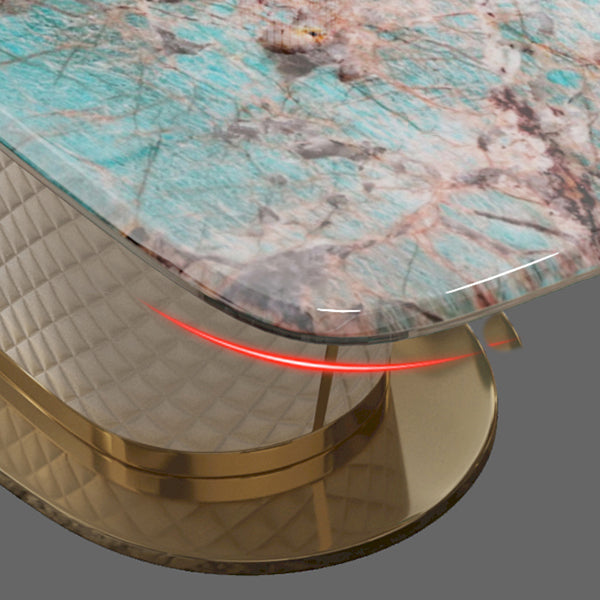 Rectangle Pedestal Dinette Table Traditional Luxury Faux Marble Dinner Room Table Clearhalo 'Dining Tables & Seating' 'Dining Tables' 'dining_table' 'furn' 'furn_dining_table' 'Furniture' 'Kitchen & Dining Furniture' 7498892