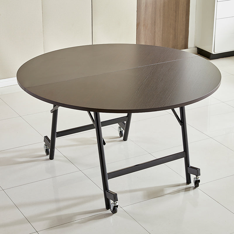 Table à manger ronde pliable moderne, base en métal pour salle à manger