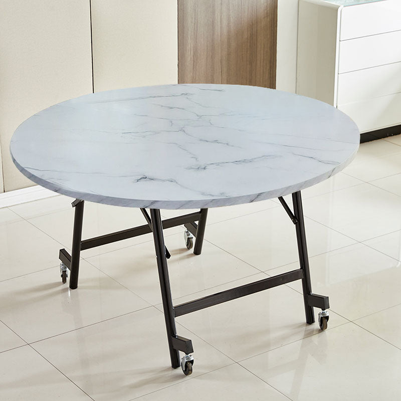 Table à manger ronde pliable moderne, base en métal pour salle à manger