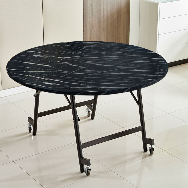 Table à manger ronde pliable moderne, base en métal pour salle à manger