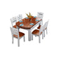 Solid Wood Dining Table Set 1/7 Pieces Dining Set for Kitchen Table & Chair(s) White-Brown Clearhalo 'Dining Room Sets' 'Dining Tables & Seating' 'dining_room_set' 'furn' 'furn_dining_room_set' 'Furniture' 'Kitchen & Dining Furniture' 7499062