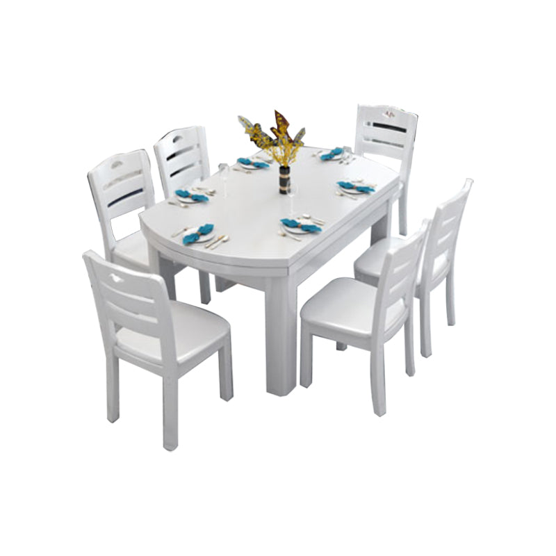 Solid Wood Dining Table Set 1/7 Pieces Dining Set for Kitchen Table & Chair(s) White Clearhalo 'Dining Room Sets' 'Dining Tables & Seating' 'dining_room_set' 'furn' 'furn_dining_room_set' 'Furniture' 'Kitchen & Dining Furniture' 7499065