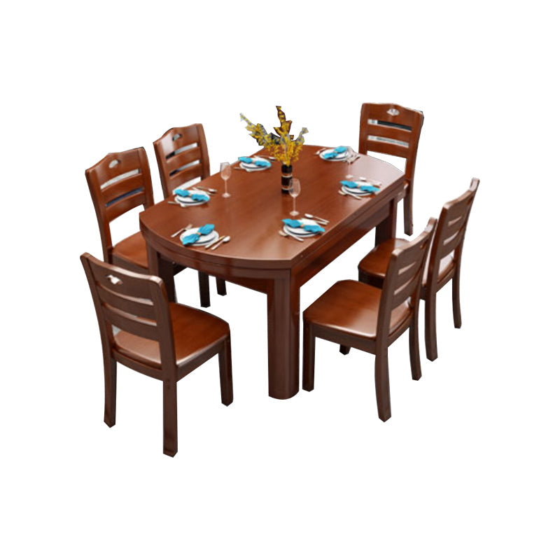 Solid Wood Dining Table Set 1/7 Pieces Dining Set for Kitchen Table & Chair(s) Medium Wood Clearhalo 'Dining Room Sets' 'Dining Tables & Seating' 'dining_room_set' 'furn' 'furn_dining_room_set' 'Furniture' 'Kitchen & Dining Furniture' 7499069