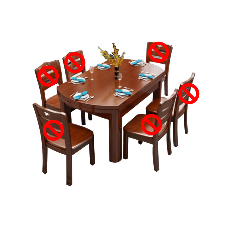 Solid Wood Dining Table Set 1/7 Pieces Dining Set for Kitchen Table Medium Wood Clearhalo 'Dining Room Sets' 'Dining Tables & Seating' 'dining_room_set' 'furn' 'furn_dining_room_set' 'Furniture' 'Kitchen & Dining Furniture' 7499070