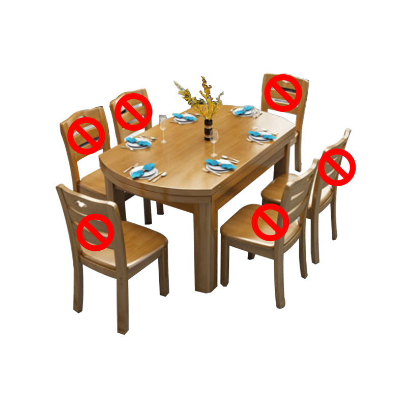 Solid Wood Dining Table Set 1/7 Pieces Dining Set for Kitchen Table Brown Clearhalo 'Dining Room Sets' 'Dining Tables & Seating' 'dining_room_set' 'furn' 'furn_dining_room_set' 'Furniture' 'Kitchen & Dining Furniture' 7499074