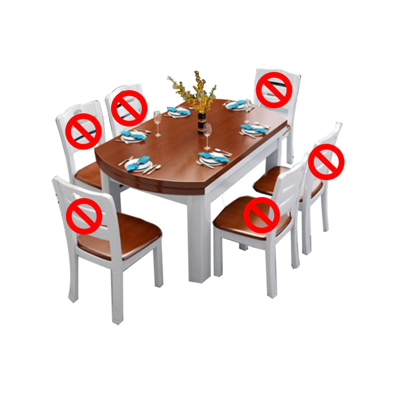 Solid Wood Dining Table Set 1/7 Pieces Dining Set for Kitchen Table White-Brown Clearhalo 'Dining Room Sets' 'Dining Tables & Seating' 'dining_room_set' 'furn' 'furn_dining_room_set' 'Furniture' 'Kitchen & Dining Furniture' 7499076