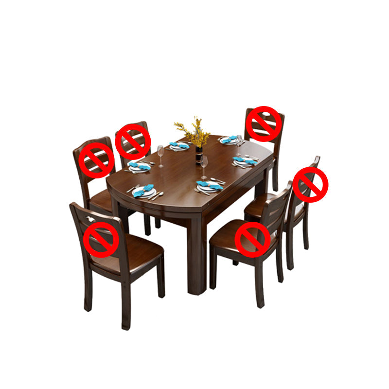 Solid Wood Dining Table Set 1/7 Pieces Dining Set for Kitchen Table Nut-Brown Clearhalo 'Dining Room Sets' 'Dining Tables & Seating' 'dining_room_set' 'furn' 'furn_dining_room_set' 'Furniture' 'Kitchen & Dining Furniture' 7499078