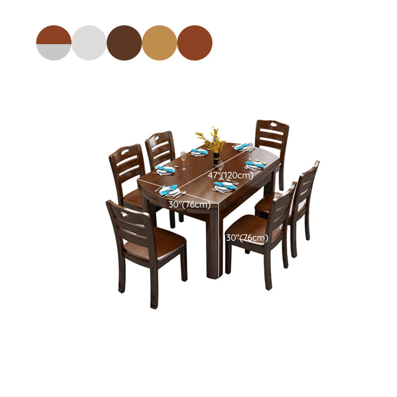 Solid Wood Dining Table Set 1/7 Pieces Dining Set for Kitchen Clearhalo 'Dining Room Sets' 'Dining Tables & Seating' 'dining_room_set' 'furn' 'furn_dining_room_set' 'Furniture' 'Kitchen & Dining Furniture' 7499083