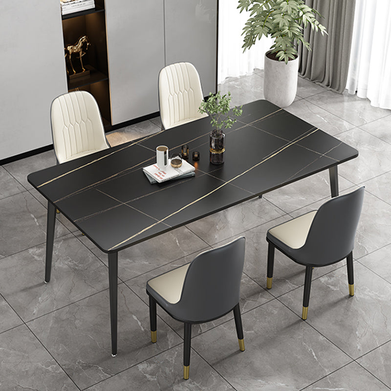 Modern Standard Height Furniture 5/7 Pcs Stone Rectangle Table with Upholstered Chair Clearhalo 'Dining Room Sets' 'Dining Tables & Seating' 'dining_room_set' 'furn' 'furn_dining_room_set' 'Furniture' 'Kitchen & Dining Furniture' 7499093