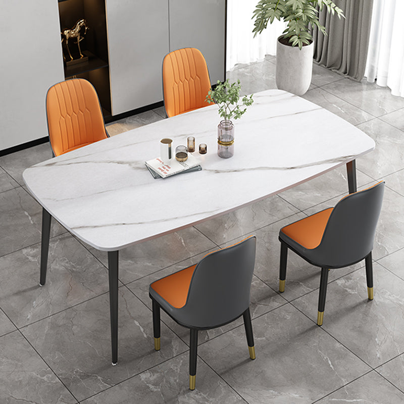 Modern Standard Height Furniture 5/7 Pcs Stone Rectangle Table with Upholstered Chair Clearhalo 'Dining Room Sets' 'Dining Tables & Seating' 'dining_room_set' 'furn' 'furn_dining_room_set' 'Furniture' 'Kitchen & Dining Furniture' 7499100