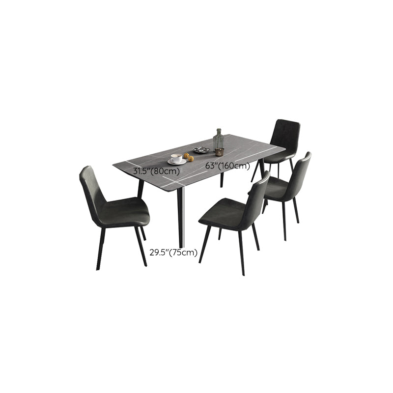 Modern Standard Height Furniture 5/7 Pcs Stone Rectangle Table with Upholstered Chair Clearhalo 'Dining Room Sets' 'Dining Tables & Seating' 'dining_room_set' 'furn' 'furn_dining_room_set' 'Furniture' 'Kitchen & Dining Furniture' 7499103