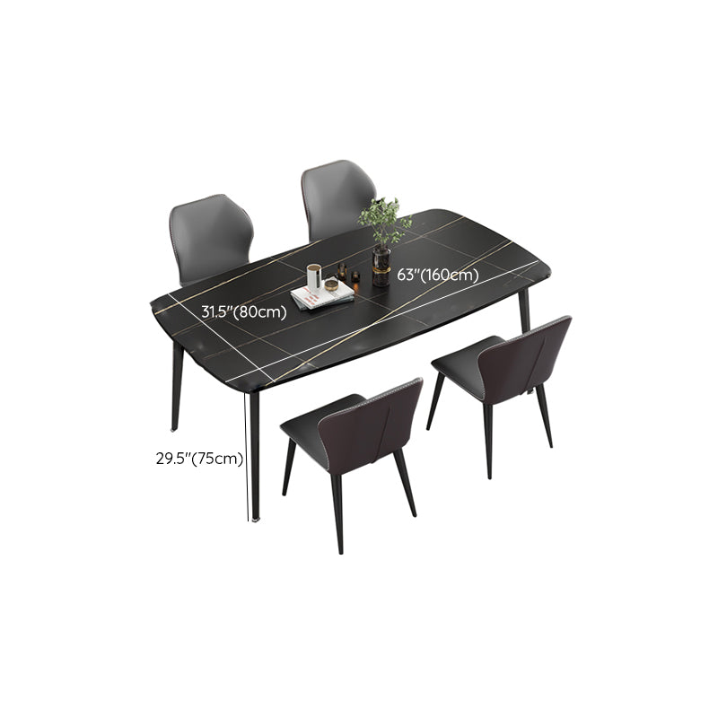 Modern Standard Height Furniture 5/7 Pcs Stone Rectangle Table with Upholstered Chair Clearhalo 'Dining Room Sets' 'Dining Tables & Seating' 'dining_room_set' 'furn' 'furn_dining_room_set' 'Furniture' 'Kitchen & Dining Furniture' 7499106