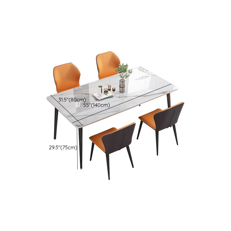 Modern Standard Height Furniture 5/7 Pcs Stone Rectangle Table with Upholstered Chair Clearhalo 'Dining Room Sets' 'Dining Tables & Seating' 'dining_room_set' 'furn' 'furn_dining_room_set' 'Furniture' 'Kitchen & Dining Furniture' 7499110