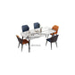 Modern Standard Height Furniture 5/7 Pcs Stone Rectangle Table with Upholstered Chair Clearhalo 'Dining Room Sets' 'Dining Tables & Seating' 'dining_room_set' 'furn' 'furn_dining_room_set' 'Furniture' 'Kitchen & Dining Furniture' 7499113