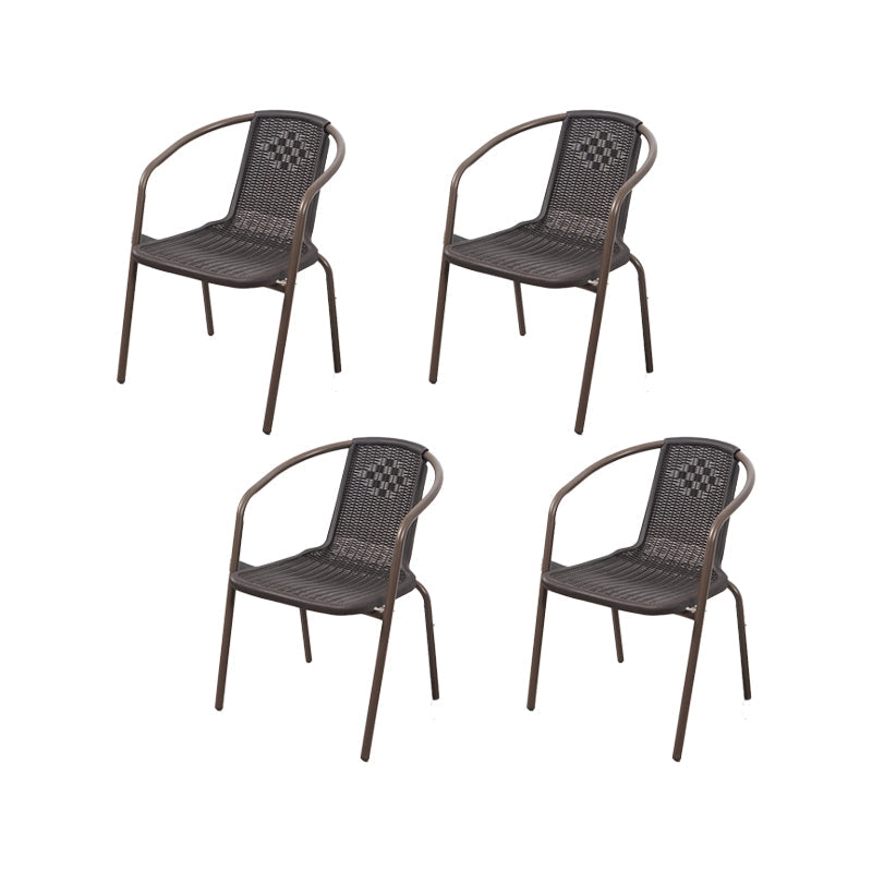 Modern Indoor-Outdoor Chair Metal Frame Stacking Dining Arm Chair