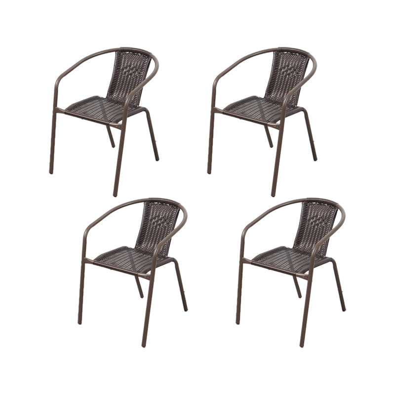 Modern Indoor-Outdoor Chair Metal Frame Stacking Dining Arm Chair