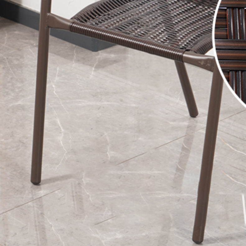 Modern Indoor-Outdoor Chair Metal Frame Stacking Dining Arm Chair