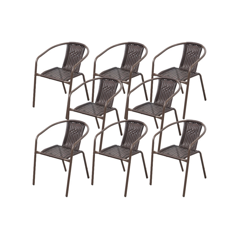 Modern Indoor-Outdoor Chair Metal Frame Stacking Dining Arm Chair