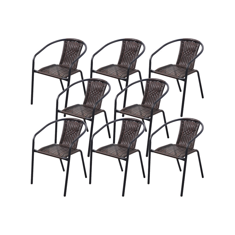 Modern Indoor-Outdoor Chair Metal Frame Stacking Dining Arm Chair