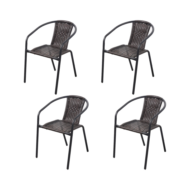 Modern Indoor-Outdoor Chair Metal Frame Stacking Dining Arm Chair