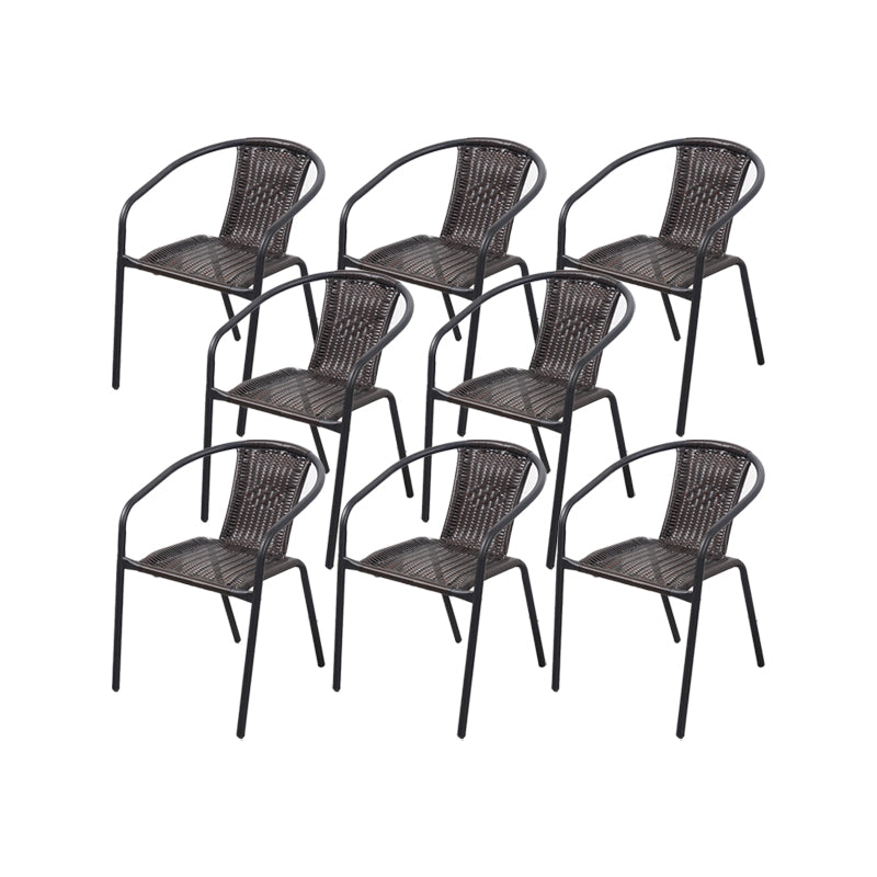 Modern Indoor-Outdoor Chair Metal Frame Stacking Dining Arm Chair